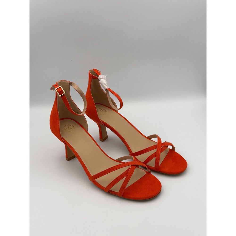 Womens 9 Blood Orange Faux Suede Ankle Strap Heels Strappy Sandals